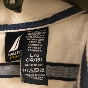 Nautica blue white striped polo shirt boys large